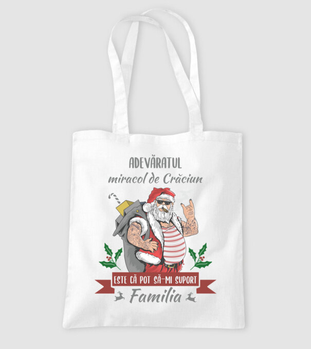 adevăratul miracol de Crăciun este că pot să-mi suport familia model alb pe tricou