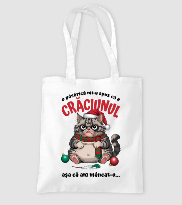 Am mâncat pasărea Crăciun pisică Alb model alb pe tricou