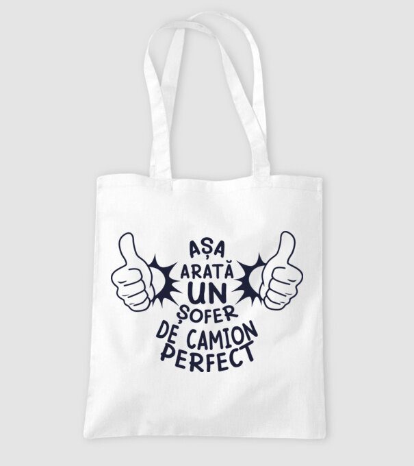 Așa arată un ȘOFER DE CAMION perfect model alb pe tricou