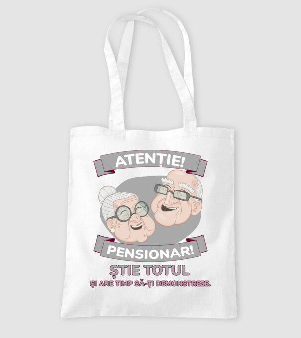 atenție! pensionar! știe totul și are timp să-ți demonstreze. model alb pe tricou