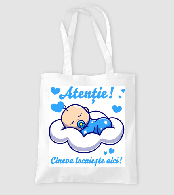 Atenție! Cineva locuiește aici! model alb pe tricou