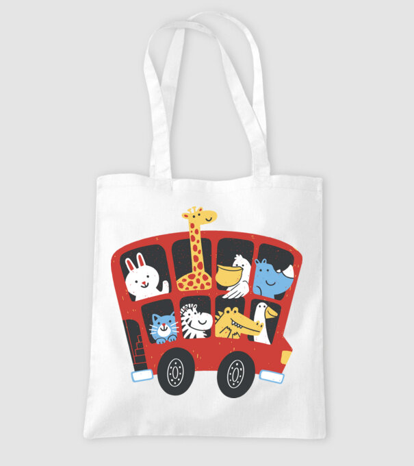 Autobuze model alb pe tricou