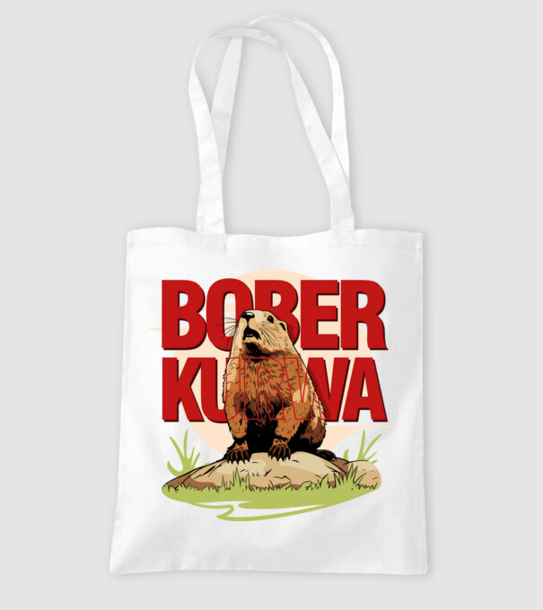 BOBER model alb pe tricou