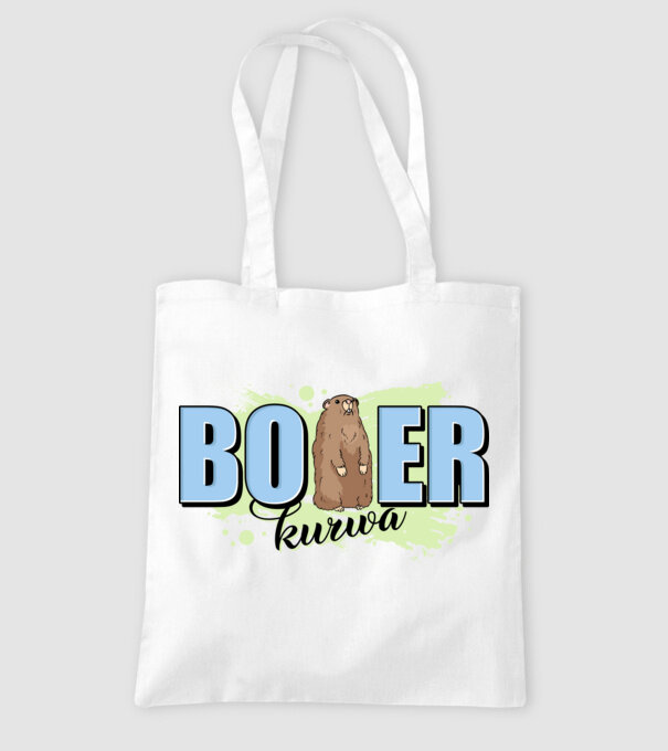 Bober Kurwa model alb pe tricou