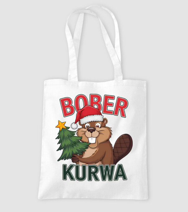 Bober kurwa Christmas model alb pe tricou
