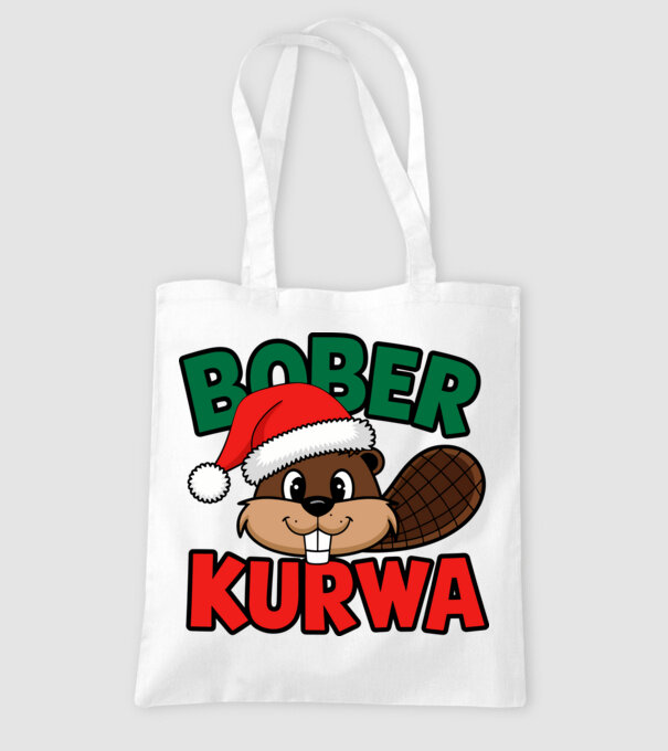 Bober kurwa xmas model alb pe tricou
