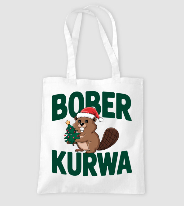 Bober kurwa xmas model alb pe tricou