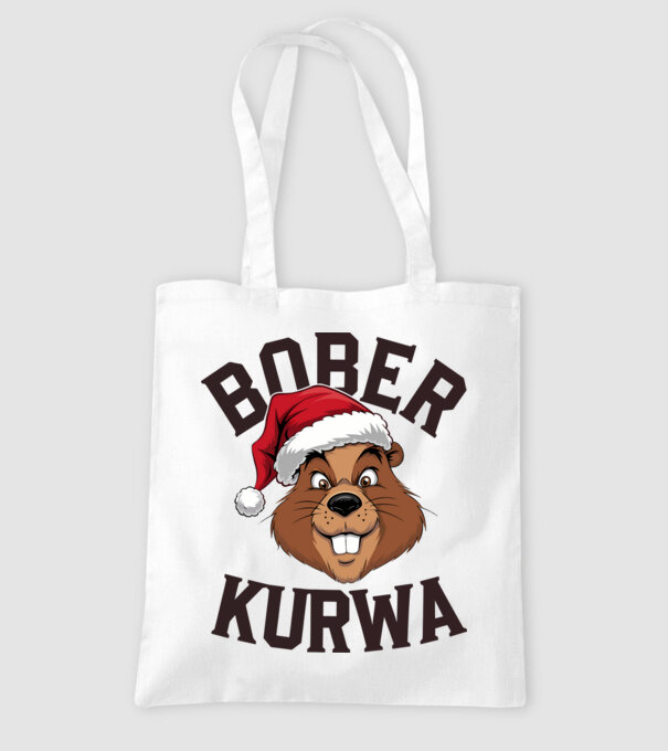 Bober kurwa xmas model alb pe tricou