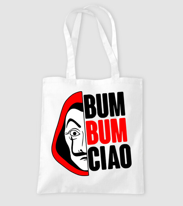 bumbum ciao money heist model alb pe tricou