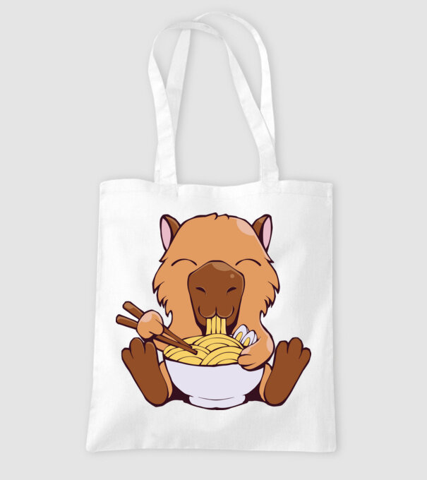Capibară Ramen model alb pe tricou