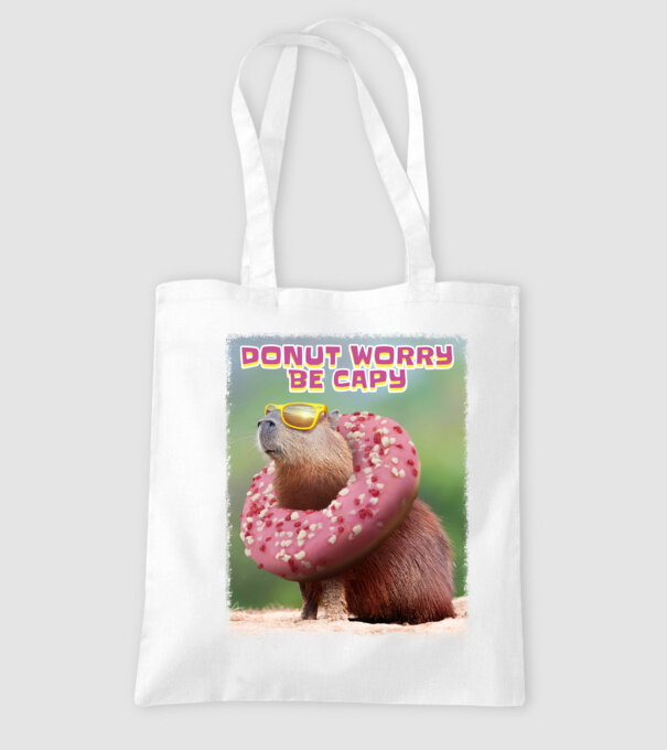 Capybara Donut worry be capy model alb pe tricou