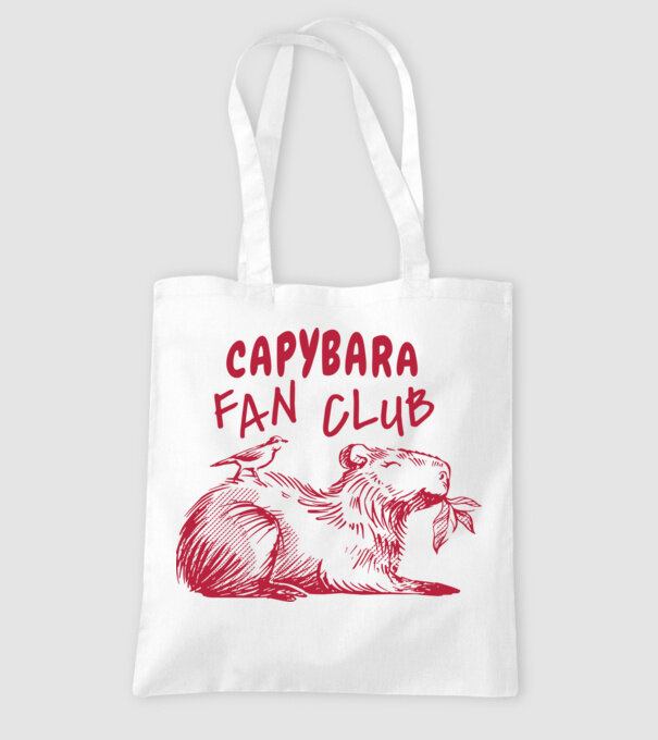 Capybara fan club model alb pe tricou