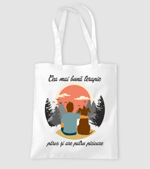 cea mai bună terapie - păros și are patru picioare model alb pe tricou