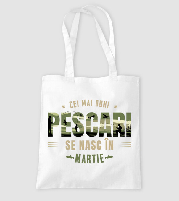 Cei mai buni pescari se nasc în martie model alb pe tricou