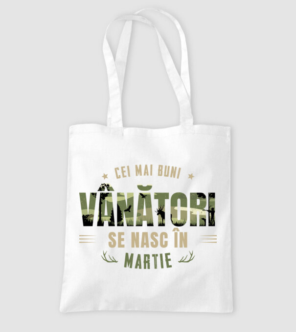 Cei mai buni vânători se nasc în martie model alb pe tricou