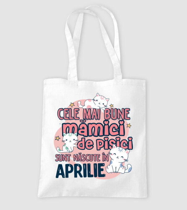 Cele mai bune mămici de pisici Aprilie model alb pe tricou