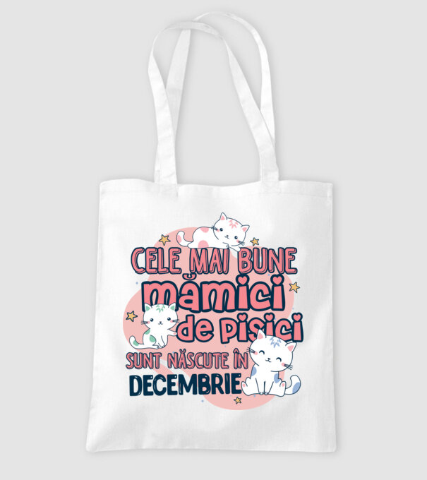 Cele mai bune mămici de pisici decembrie model alb pe tricou
