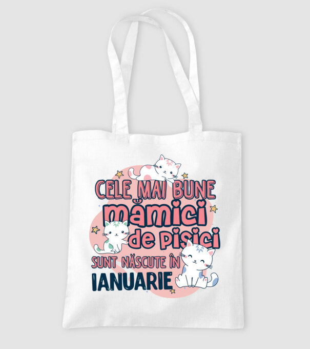Cele mai bune mămici de pisici ianuarie model alb pe tricou