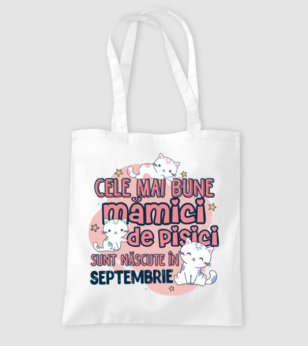 Cele mai bune mămici de pisici Septembrie model alb pe tricou