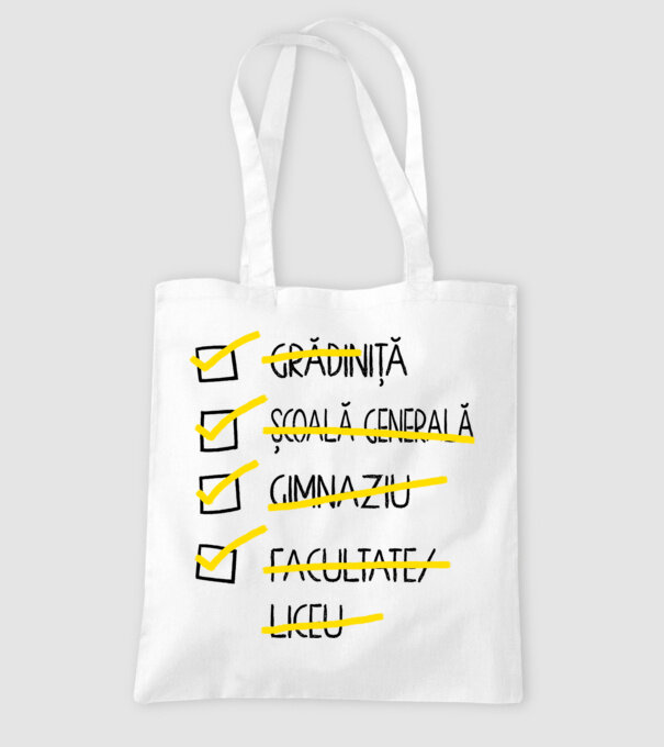 Cheklist educație - Facultate alb model alb pe tricou
