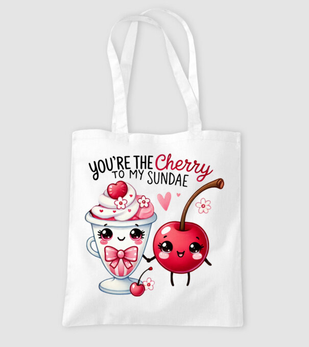 Cherry to my Sunday model alb pe tricou