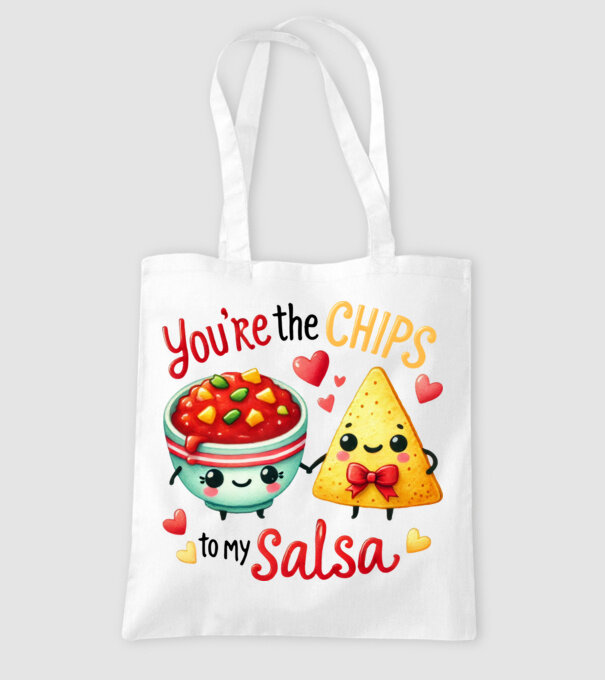 Chips to my Salsa model alb pe tricou