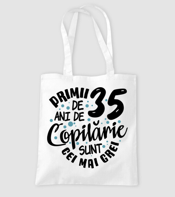 Copilărie 35 de ani model alb pe tricou