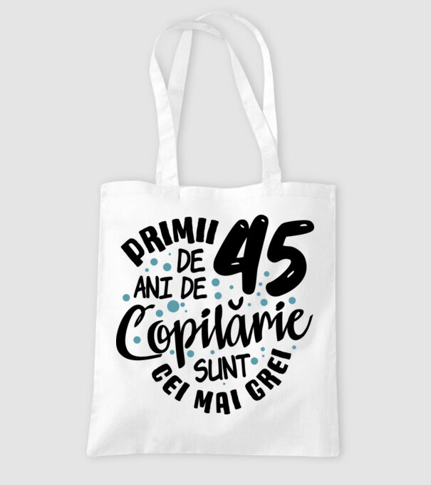 Copilărie 45 de ani model alb pe tricou