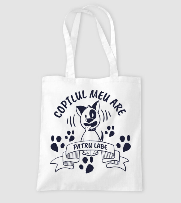 Copilul meu are patru labe model alb pe tricou
