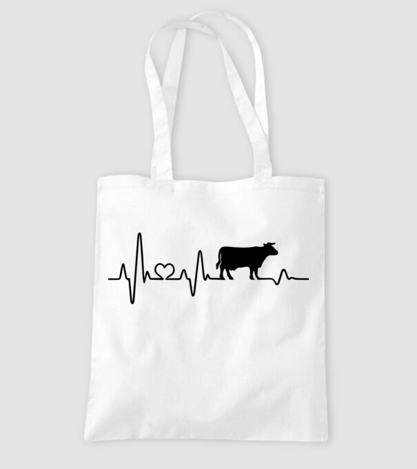 Cow Heartbeat model alb pe tricou