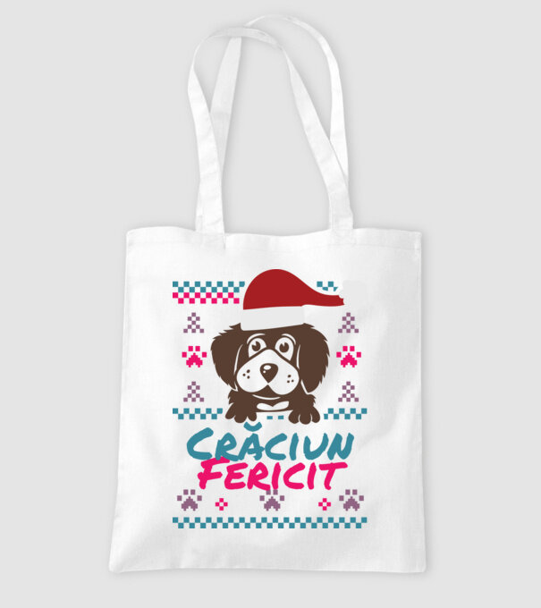 Crăciun Fericit câine model alb pe tricou