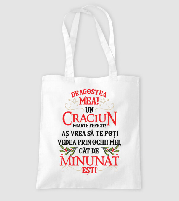 Dragostea mea! Un Crăciun foarte fericit! Aș vrea să te poți vedea prin ochii mei, cât de minunat ești model alb pe tricou