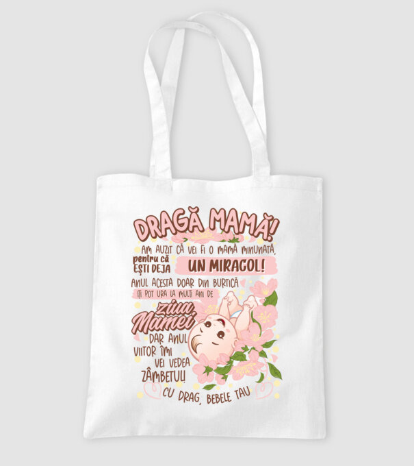 Cu drag, bebele tău model alb pe tricou
