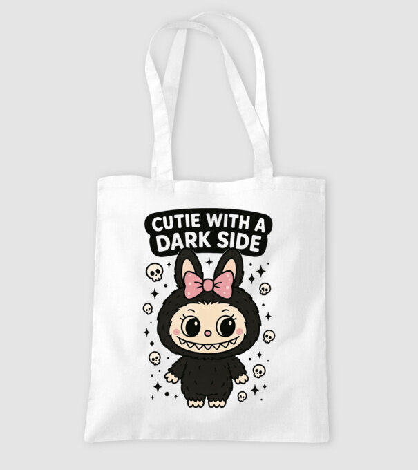 Cutie with a dark side model alb pe tricou