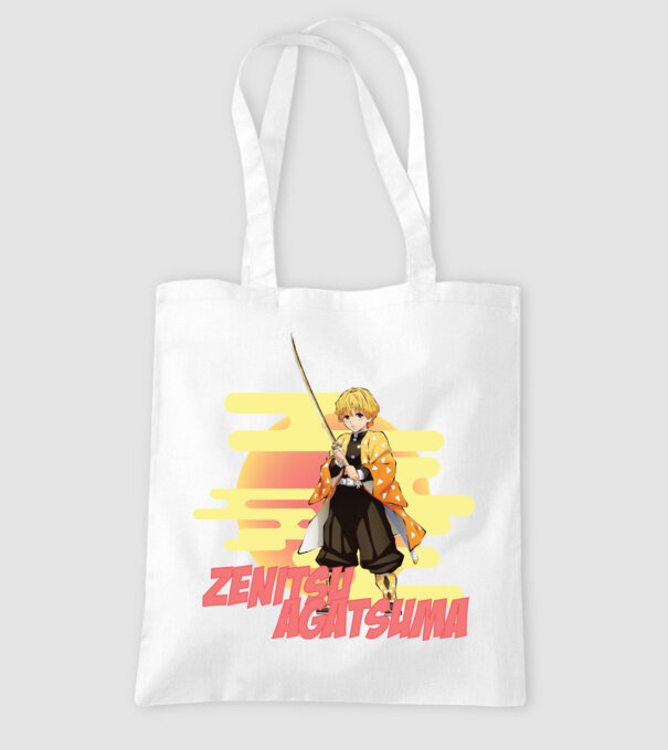 Demon Slayer Zenitsu model alb pe tricou