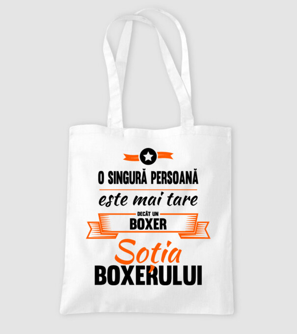 doar o persoană este mai tare decât un boxer, soția boxerului model alb pe tricou