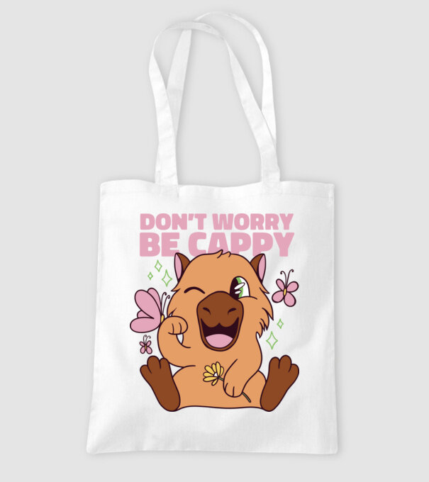 Don't worry be cappy - capibară model alb pe tricou