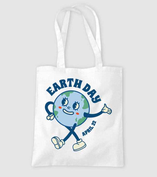 Earth Day model alb pe tricou