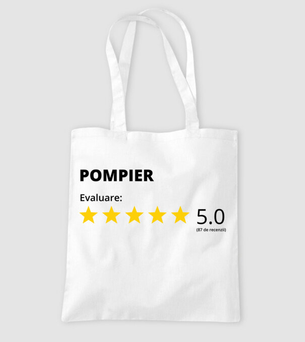 Evaluare - POMPIER model alb pe tricou