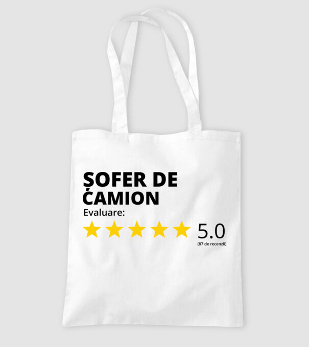 Evaluare - ȘOFER DE CAMION model alb pe tricou