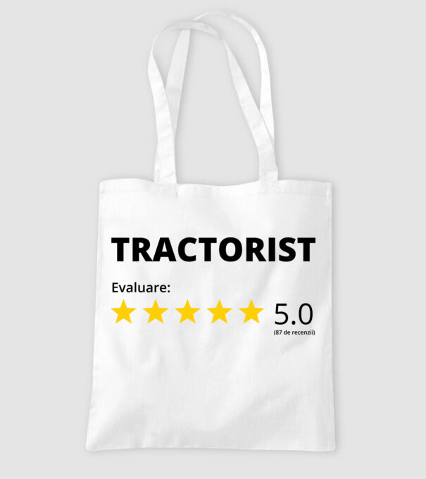 Evaluare - TRACTORIST model alb pe tricou