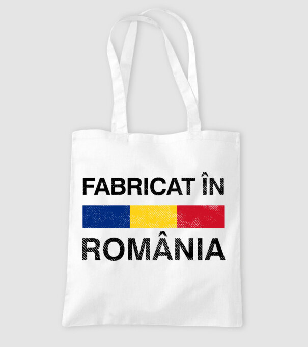 Fabricat în România model alb pe tricou
