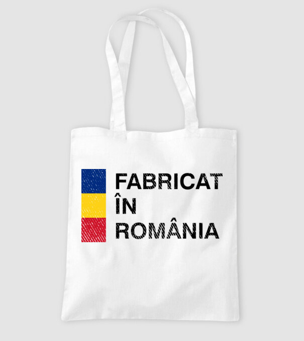 Fabricat în România model alb pe tricou