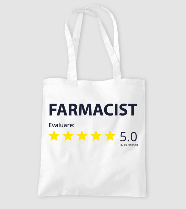 farmacist evaluare model alb pe tricou