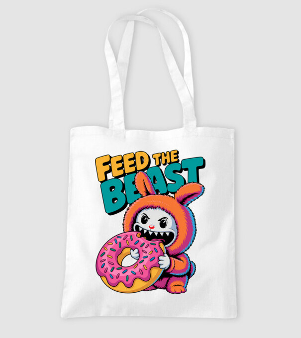 Feed the beast model alb pe tricou