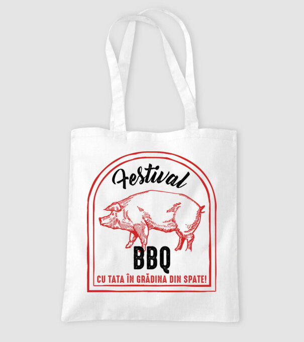 Festival BBQ - cu tata în grădina din spate! model alb pe tricou