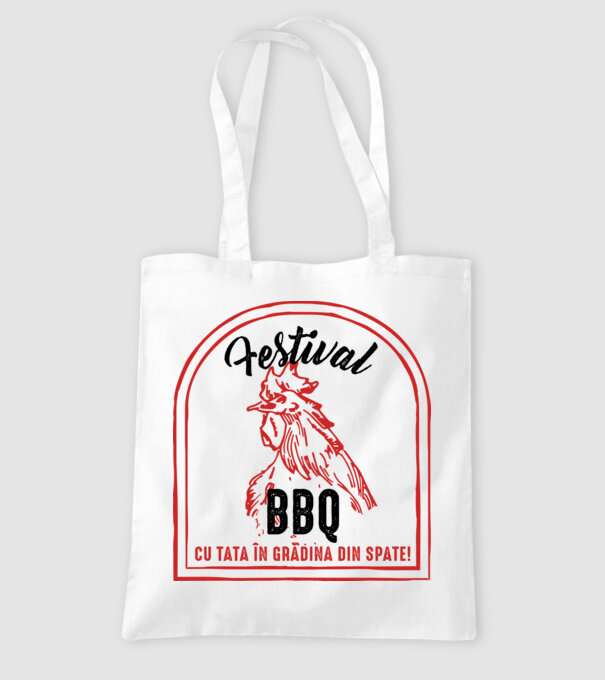 Festival BBQ - cu tata în grădina din spate! model alb pe tricou