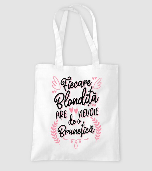 Fiecare blondiță are nevoie de o brunețică model alb pe tricou