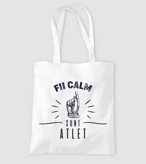Fii calm, sunt ATLET model alb pe tricou
