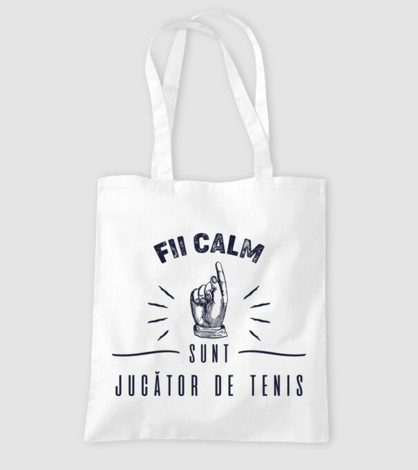 Fii calm, sunt JUCĂTOR DE TENIS model alb pe tricou